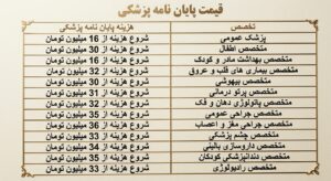 قیمت پایان نامه پزشکی