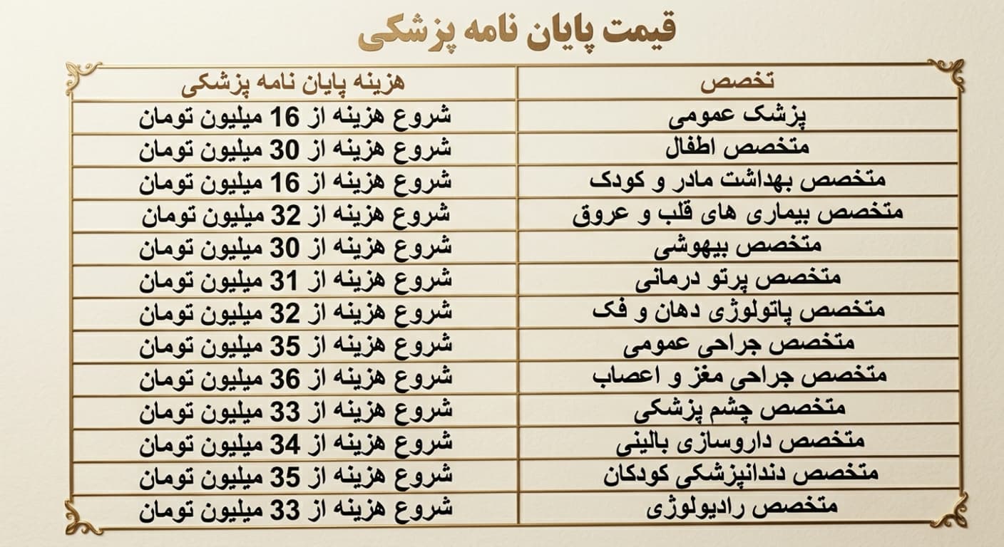 قیمت پایان نامه پزشکی